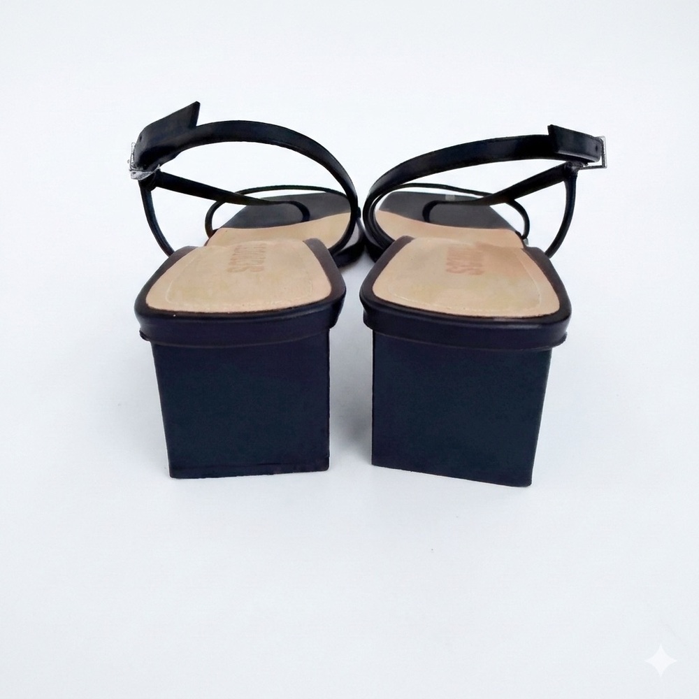 Schultz Heloise Mid Block Black Leather Sandals S… - image 5